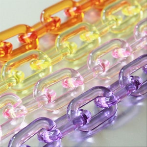 50pcs Chunky Clear Color Oval Acrylic Chain Links, Plastic Chain Links, Open Link ,Size 31mmx19mm, SV061