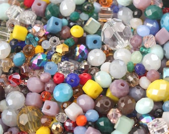 Assorted Crystal Glass Beads: Jewelry Making Supplies, 100pcs
