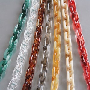 100pcs Tiny Oval Tortoiseshell Acrylic Chain Links,Quality Plastic Chain Links,Necklace Eyeglass Chain Links, Open Link,Size 14mmx9mm,SV017