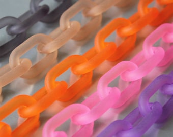 3ft Matte Oval Acrylic Chain: Translucent Plastic Necklace Chain (28mmx17mm)