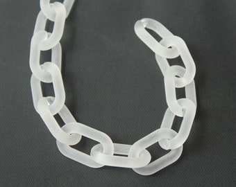 Matte White Acrylic Chain Links: Necklace Bracelet DIY-50pcs (28mmx18mm)