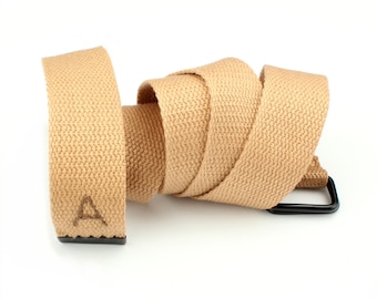 Canvas Cotton Web Belt, Rectangle Ring Adjustable Belt, Customized Letter