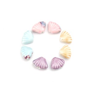 Porcelain Scallop Beads: Ceramic Jewelry Making Supplies, 23x17mm, 4pcs