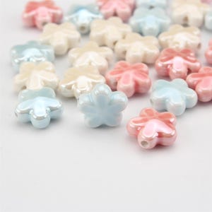 Delicate Flower Porcelain Beads, Necklace Bracelet Earring Ceramic Beads, Jewelry Making Beads, 3 Colors, Size 12mm, 8pcs