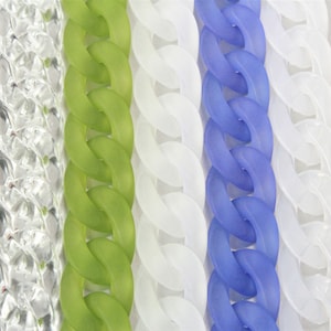 Acrylic Curb Chain Links,White Green Blue Plastic Curb Chain Links, 50pcs,Open Link per Link Size 30mmx20mm Jewelry Chains