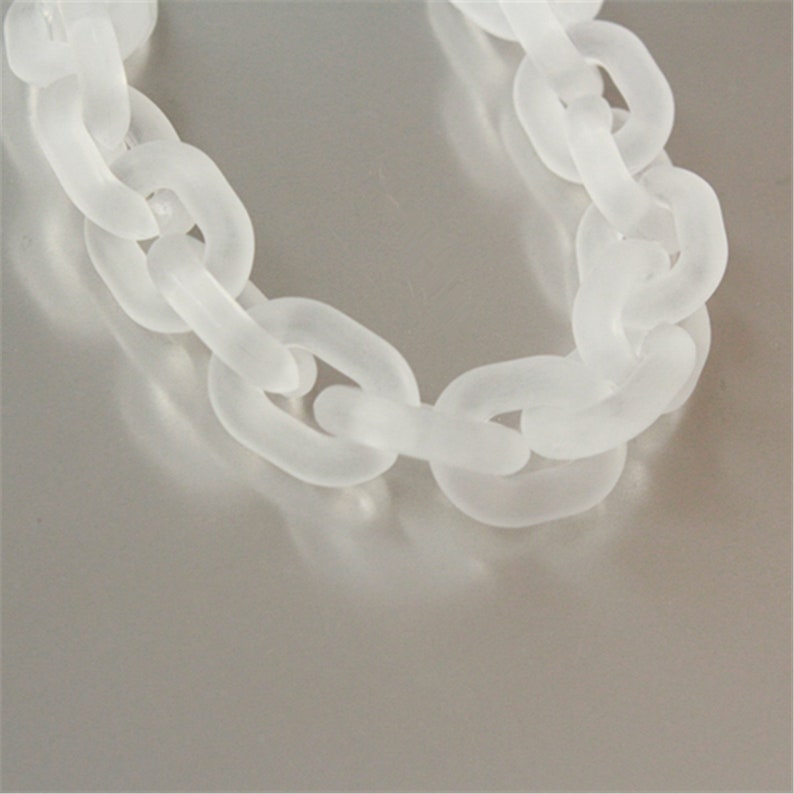 40pcs Matte Clear White Oval Acrylic Chunky Chain Links, Transparent Plastic Chain Links, Necklace Open Chain Links, Size 24mmx18mm, SV082 zdjęcie 2