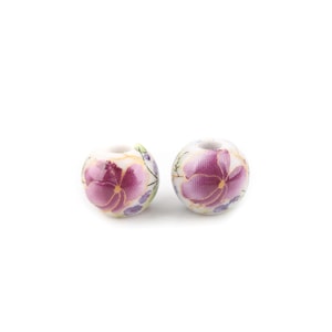 Rose Sweet Flower Porcelain Round Beads, 8mm 10mm Necklace Bracelet Earring Ceramic Beads, Jewelry Findings