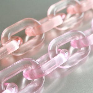 20pcs Chunky Clear Pink Peach Oval Acrylic Chunky Chain Links, Transparent Plastic Chain Links, Open Link ,Size 38mmx24mm