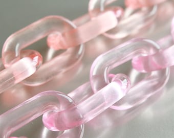 Chunky Clear Pink Acrylic Chain Links: DIY Jewelry Supplies (20pcs)