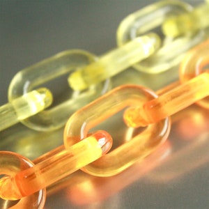 20pcs Chunky Clear Orange Yellow Oval Acrylic Chunky Chain Links, Transparent Plastic Chain Links, Open Link ,Size 38mmx24mm