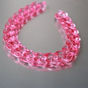 80pcs transparente rosa acrílico curb Chain Links, transparente plástico Curb Chain Links, eslabones abiertos por tamaño 23mmx16mm