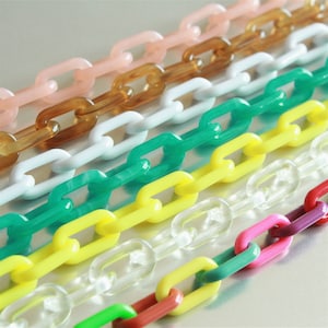 50pcs Acrylic Chain Links,Top Quality Oval Plastic Chain Links, Necklace Eyeglass Chain Links, Open Link, Size 20mmx11mm