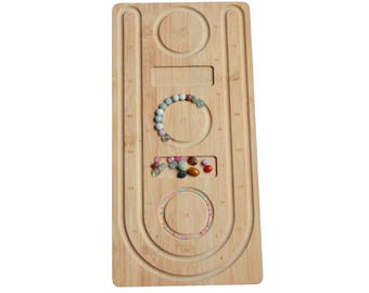 Bandeja expositora de cuentas de bambú, tablero para cuentas, bandeja para diseño de joyería, 1 unidad