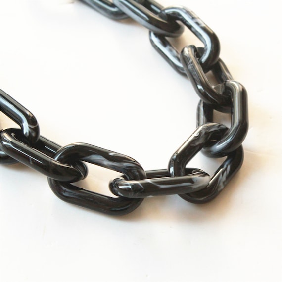 20pcs Chunky Black Oval Acrylic Chain Links, Plastic Chain Links, Necklace  Chain Links, Open Links ,Size 39mmx23mm S20