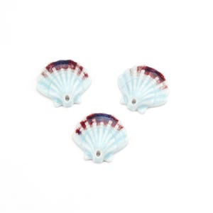 Porcelain Blue Scallop Beads, Necklace Bracelet Earring Ceramic Beads, Jewelry Findings, 30mmx29mm, 4pcs