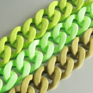 20pcs Big Matte Green Series Acrylic Chain Links,Plastic Chain Links, Open Link ,Size 40mmx33mm