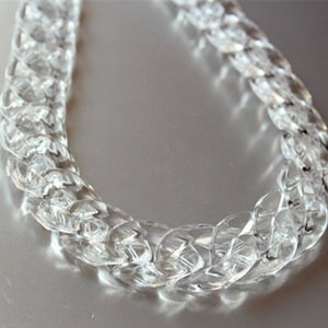 80pcs Transparent Acrylic Curb Chain Links, Clear White Plastic Curb Chain Links, Open Link per Size 22mmx16mm