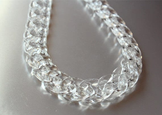 80pcs Transparent Acrylic Curb Chain Links, Clear White Plastic