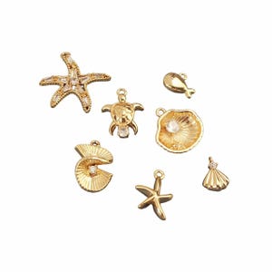 18K Gold Plated Sea Life Necklace Pendants, Earring Bracelet Ocean Charms