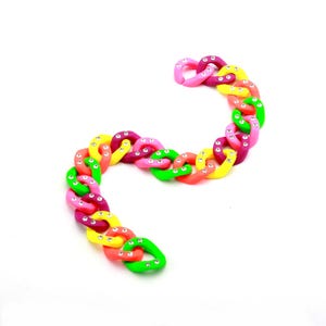 Flat Curb Acrylic Rhinestone Rainbow Chain, Neon Necklace Chain, Open Link ,Size 25mmx20mm