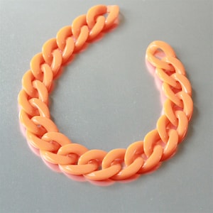 80pcs Orange Acrylic Curb Chain Links, Plastic Curb Chain Links, Open Link por tamaño 23mmx17mm