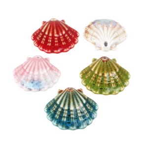 Porcelain Scallop Beads, Necklace Bracelet Earring Ceramic Beads, Jewelry Findings, 32mmx30mm, 4pcs