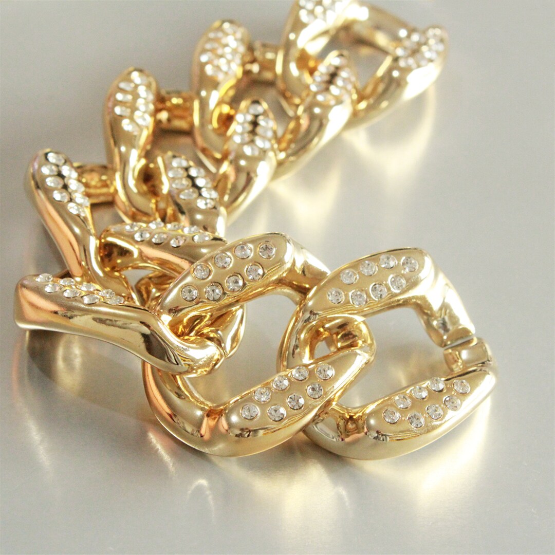 20pcs Gold Rhinestone Chunky Acrylic Chain Links,plastic Chain Links