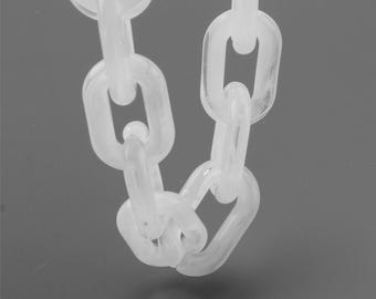 White Marble Acrylic Chain Links, Chunky Oval Plastic Connectors  20pcs ( Size 38mmx23mm)