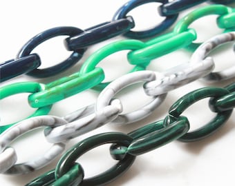 30pcs Chunky Marble Acrylic Chain Links: Necklace Bracelet DIY (35mmx19mm)