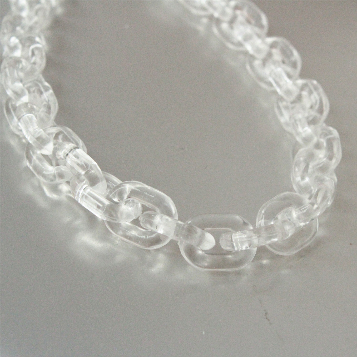 60pcs Clear White Oval Acrylic Chain Links Transparent Plastic