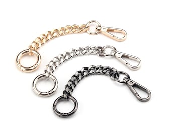 Gold Plated Bag Extension Chain: Silver, Black - 5.9 inch