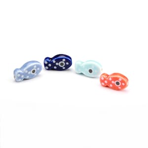 Porcelain Dot Fish Beads, Necklace Bracelet Earring Ceramic Beads, 16 Colors, Jewelry Making Beads, 19mmx11mm, 4PCS