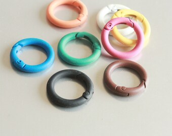 10pcs  Mixed Matte Metal Ring Clasps, 24mm, Jewelry Findings