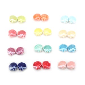 Scallop Porcelain Beads, Necklace Bracelet Earring Ceramic Beads, Jewelry Findings, 12.5mmx12mm