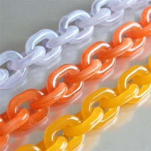 40pcs Orange Acrylic Oval Chain Links, Plastic Chain Links, Necklace Chain Links, Open Link ,Size 24mmx18mm