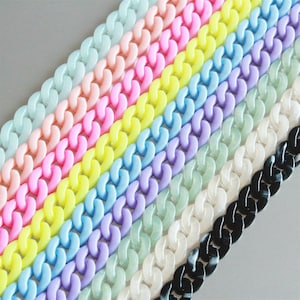 100pcs Tiny Acrylic Curb Chain Links,Top Quality Plastic Chain Links, Necklace Glasses Chain Links, Open Link, Size 14mmx10mm, SC076