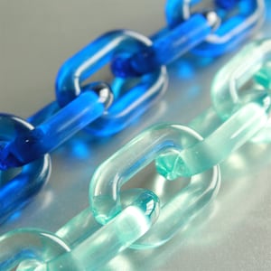 20pcs Chunky Clear Blue Oval Acrylic Chunky Chain Links, Transparent Plastic Chain Links, Necklace Chain Link, Open Link ,Size 38mmx24mm
