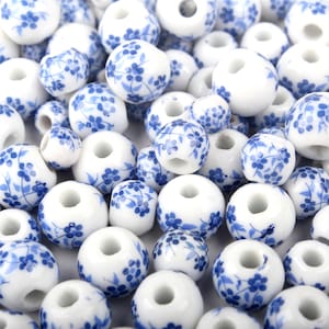 Blue and White Porcelain Beads, Necklace Bracelet Earring Ceramic Beads, Jewelry Findings