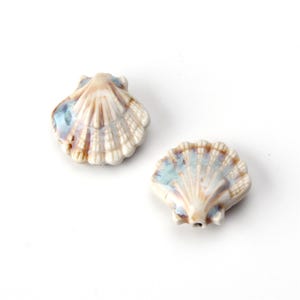 Ivory Porcelain Scallop Beads, Necklace Bracelet Earring Ceramic Beads, Double Sides, Jewelry Findings,30mmx28mm, 4pcs