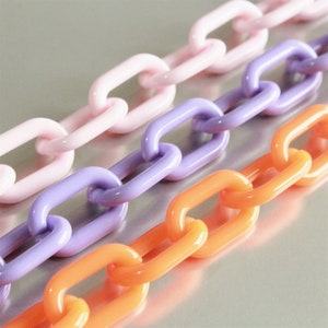 50pcs Purple Pink Orange Acrylic Oval Chain Links,Plastic Chain Links ,Necklace Bracelet Chain Links,Open Link,27mmx16mm