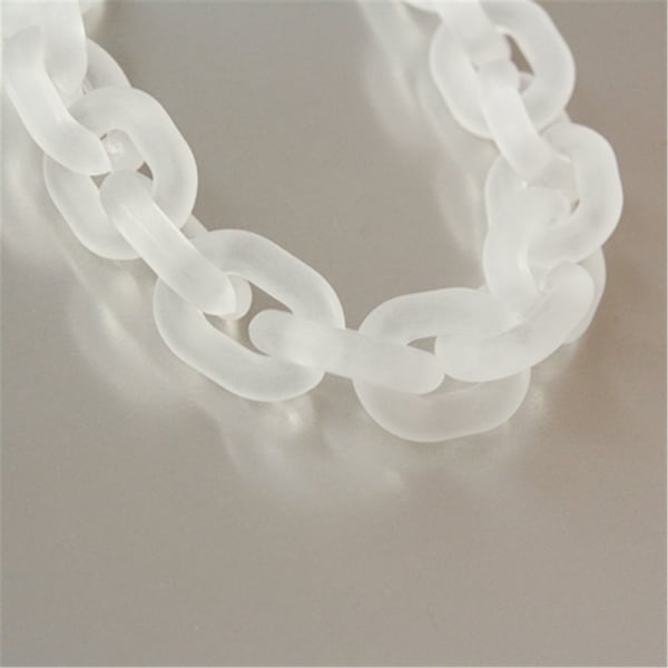 40pcs Matte Clear White Oval Acrylique Chunky Chain Links, Transparent Plastic Chain Links, Collier Open Chain Links, Taille 24mmx18mm, SV082