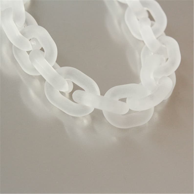 40pcs Matte Clear White Oval Acrylic Chunky Chain Links, Transparent Plastic Chain Links, Necklace Open Chain Links, Size 24mmx18mm, SV082 zdjęcie 1