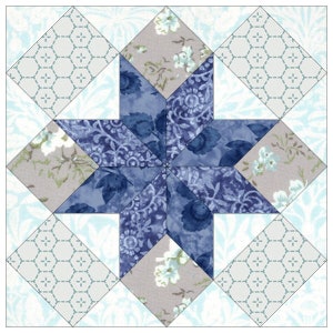 English Paper Piecing (EPP) Quilt Pattern pdf - BLOCK #2 of the Starry Sampler Quilt - 12" block - printable epp templates