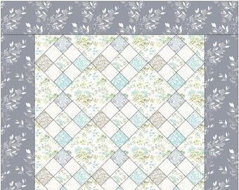 Baby Quilt Pattern PDF -  5-sizes - easy Nine Patch quilt - beginner friendly - digital PDF quilt pattern - scrappy fabrics