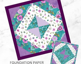 Mosaic Foundation Paper Piecing Pattern, FPP, Quilt Block, Multiple Sizes, Paper Pieced, PDF Download