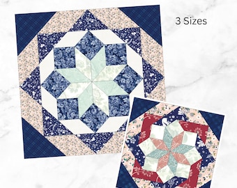 Rolling Star EPP Quilt Block Pattern: Hand Sewing Template (PDF Download, Multiple Sizes)