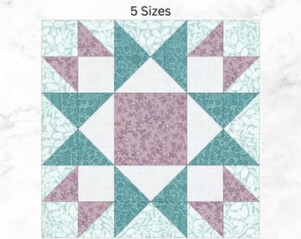 Star Quilt Block Pattern: Contrary Wife, Foundation Paper Pieced, FPP, 5 Sizes (PDF Download)