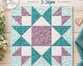 Contrary Wife Star Quilt Block Pattern | FPP Foundation Paper Piecing PDF | 5 Sizes | Traditional Quilt Block | Instant Download