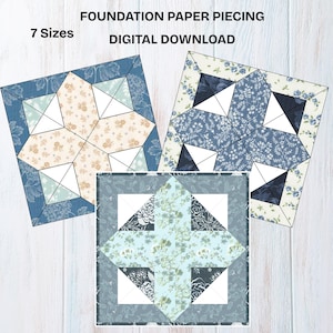 Cross Quilt Block FPP Pattern: 7 Sizes (PDF Download