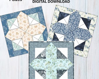 Cross Quilt Block, Pattern: FPP 7 Sizes (PDF Download) Foundation Paper Pieced
